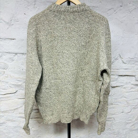 Vintage 70s 80s SEARS Fieldmaster Wool Crewneck Sweater Fisherman Oatmeal Gray - Picture 5 of 6